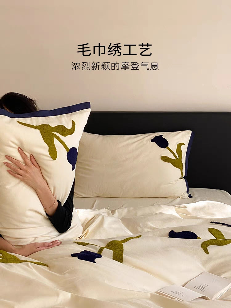 「四件套」100支贡缎长绒棉·复古郁金香