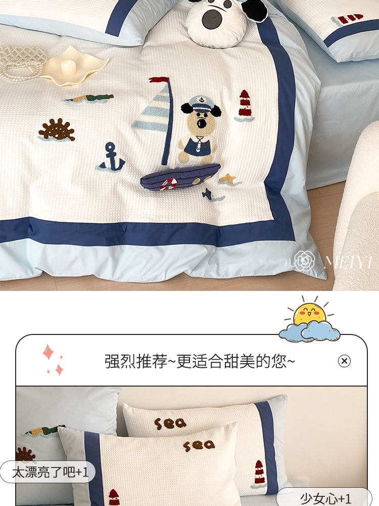「四件套」高支密长绒棉·卡通男孩三件套