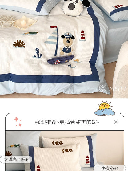 「四件套」高支密长绒棉·卡通男孩三件套