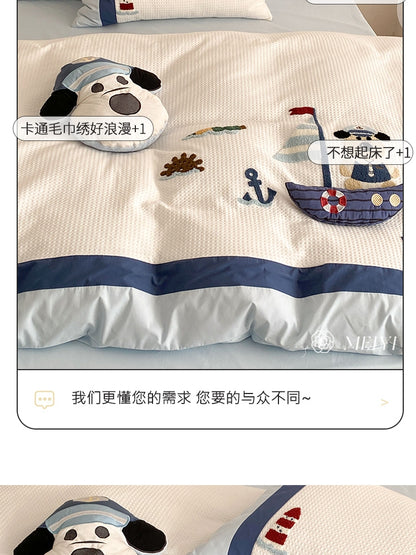 「四件套」高支密长绒棉·卡通男孩三件套