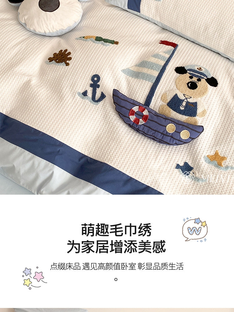 「四件套」高支密长绒棉·卡通男孩三件套