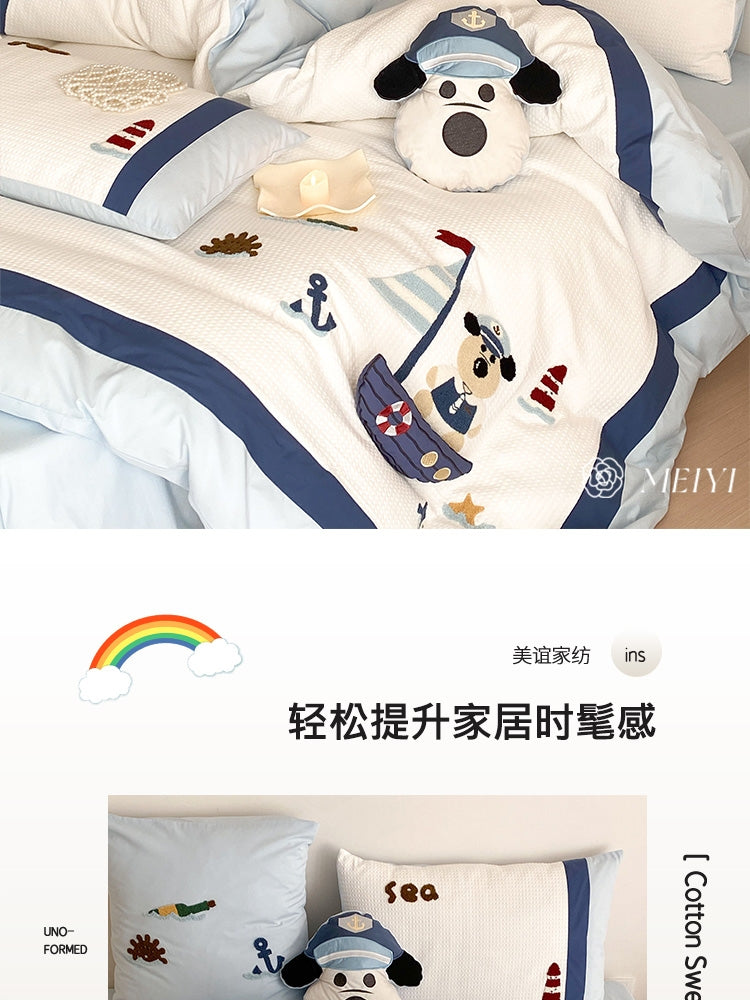 「四件套」高支密长绒棉·卡通男孩三件套